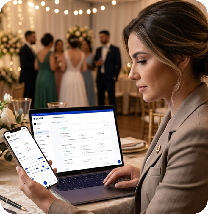 Usuária usando o Stage